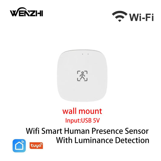 Zigbee Wifi Mmwave Human Presence Motion Sensor with Luminance/Distance Detection 5/110/220V Tuya Smart Life Home Automation