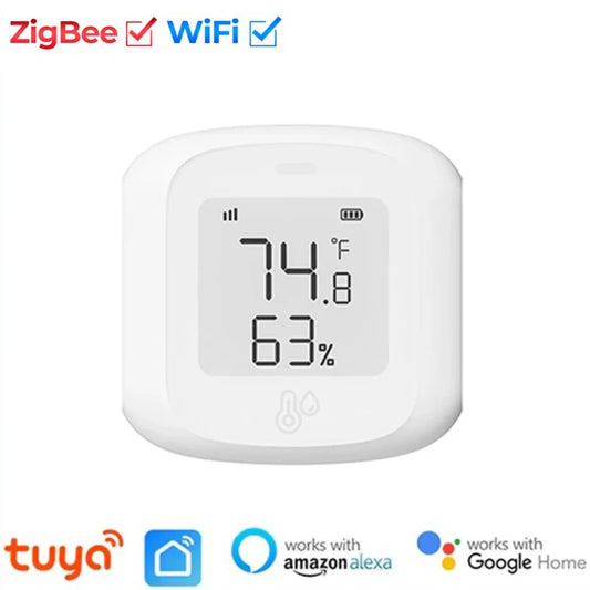 Tuya Wifi for Zigbee Temperature Humidity Sensor Smart Home Automation Indoor Thermometer LCD Display Works with Alexa Google