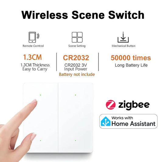 Smart Zigbee Scene Switch 4 Gang 12 Scene Switch Push Button Smart Life Controller Works with 2MQTT and Zigbee Gateway