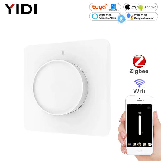 Zigbee Wifi Smart Rotary Light Dimmer Switch Smart Life/Tuya Wireless Remote Control Brightness Memory Work with Alexa Google EU