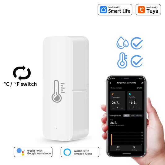 Tuya Zigbee ℃ /℉ Switch Temperature Humidity Sensor App Automation Scene Linkage Thermometer Detector Alexa Google Home Voice