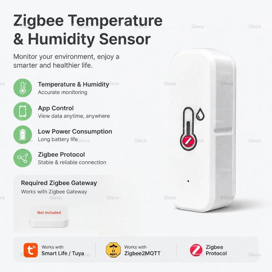 Tuya Zigbee 3.0 Temperature and Humidity Sensor Indoor Smart Home Mini Thermometer Hygrometer Remote Work with Z2M Smart Life
