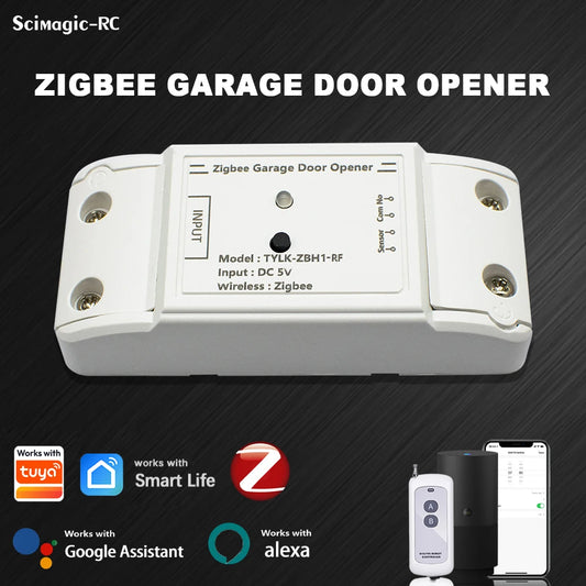 Zigbee Wifi Smart Garage Door Opener DC5V with Door Magnet 433Mhz RF Wireless Controller Work with Tuya Alexa Google Home