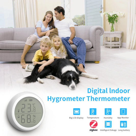 Tuya Wifi/Zigbee Temperature and Humidity Sensor Indoor Smart Thermometer Hygrometer Detector Work with Alexa Google Home Alice