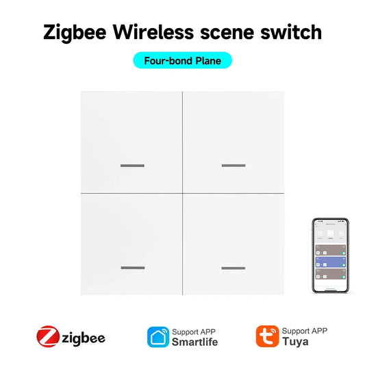 Tuya Zigbee Smart Scene Switch Button 4 Gang Switch Wireless Push Button Controller Smart Home Automation Scenario Switch