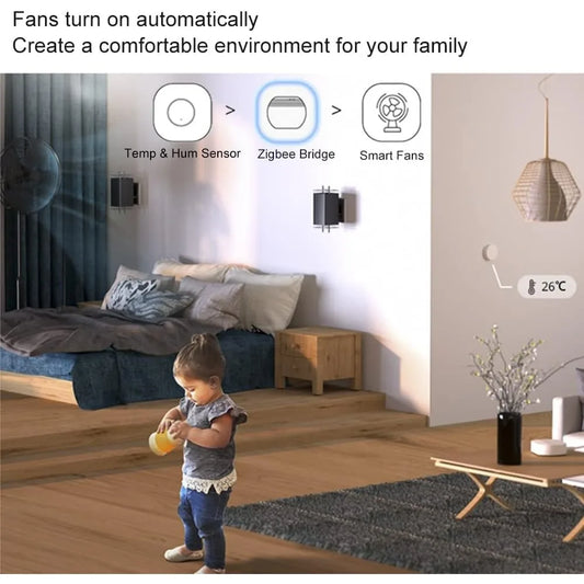 Ewelink Zigbee Mini Indoor Temperature and Humidity Sensor Hygrometer with Alert Compatible with Alexa Google Home Smarthings