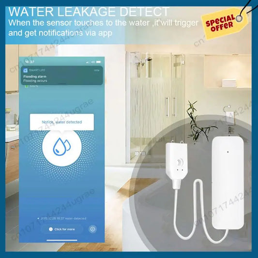 -A15I Tuya Zigbee Water Level Sensor Leakage Alarm Flood Leak Detector Alarm Security System