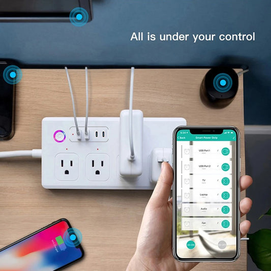Zigbee Power Strip Tuya Smart Plug Smart Home Surge Protector Extension Cord Voice Control Work with Alexa Google Assistant