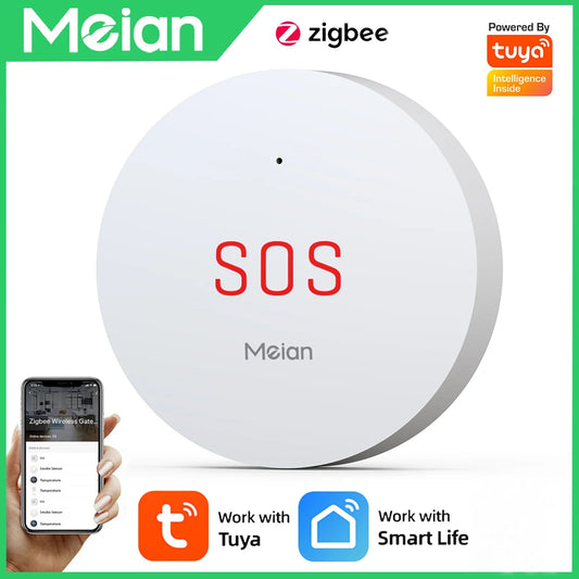 Zigbee Tuya SOS Emergency Button Home Security Alarm System Wireless Alarm Button Work with Smart Life/Tuya APP and Hub