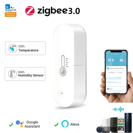 Ewelink Smart Home Zigbee Temperature and Humidity Sensor Indoor Hygrometer Thermometer Work with Alexa Google Home Assistant