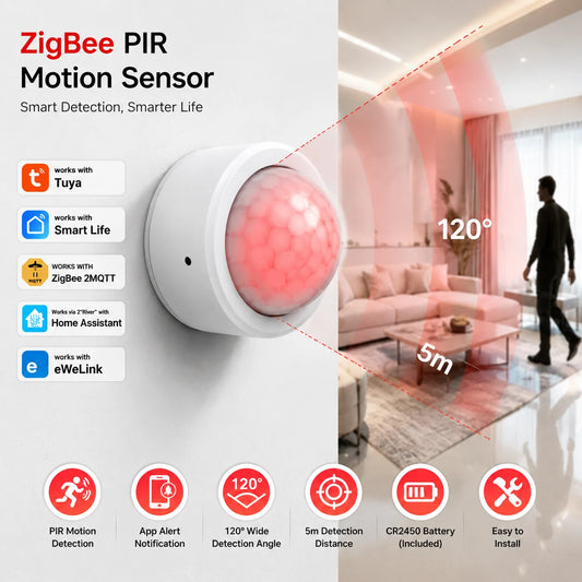 Tuya Zigbee 3.0 PIR Motion Sensor Smart Human Body Sensor Smart Bulb Linkage Work with Home Assistant Zigbee2Mqtt Ewelink