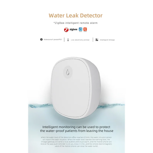 A73E-Water Sensor Tuya Zigbee Flood Water Leakage Detector Smart Life App Remote Monitoring Water Linkage Alarm