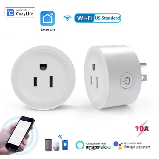 10A Wifi Smart Socket US Plug Time Setting Voice Control Function Cozylife Smart Home Appliances Work with Alexa Google Home 