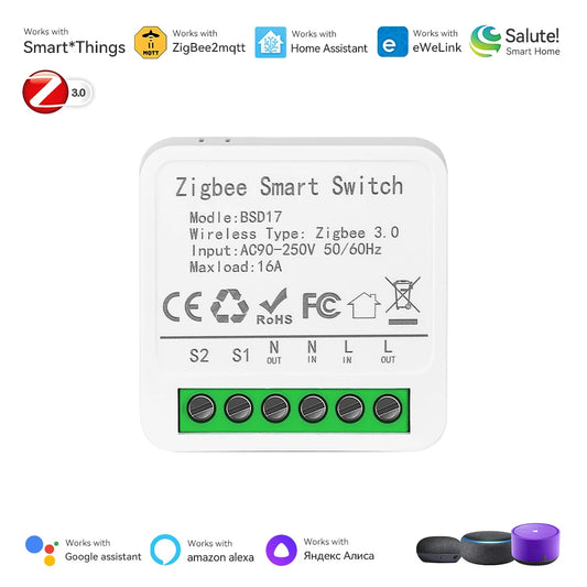 Zigbee Smart Switch for Ewelink App 16A Light Switches DIY Breaker Relay Module Timer Voice Works with Alice Salute Alexa Google