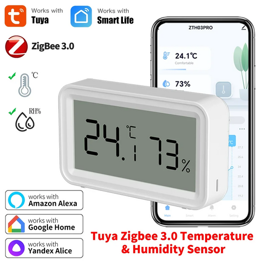 Tuya Zigbee 3.0 Temperature Humidity Sensor Smart Home Automation APP Remote Connect Work with Alexa Google Home Assistant