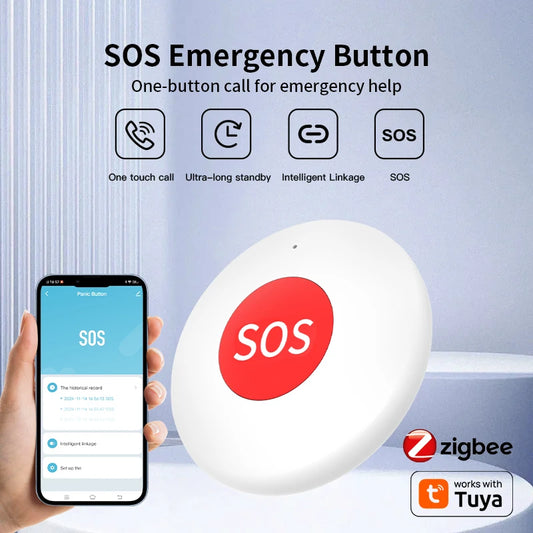 Tuya Zigbee SOS Emergency Button One Key Alarm for Patient Elderly Children Emergency Help Call Security Device App Control