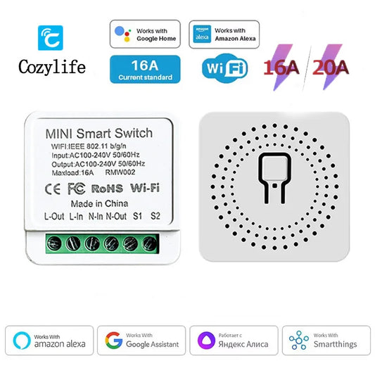 Wifi Smart Switch 16A/20A Auto Breaker Relay Module Switches Timer APP Voice Control AC100-240V for Yandex Alice Alexa Google