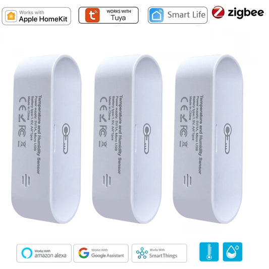 Tuya Zigbee Smart Temperature and Humidity Sensor Indoor Smart Life APP Battery/Usb Powered Support Homekit Alexa Google Home