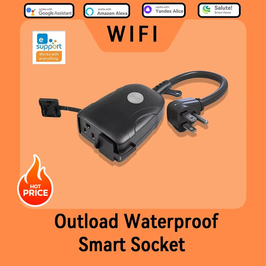 US Standard Outdoor Waterproof Wifi Smart Socket with Alex / Google Assistant / Alice / Salutel Remote Control Switch V