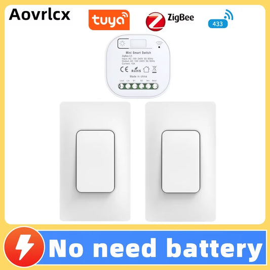 Tuya Zigbee Self Powered Diy Whole House Smart Switch No Battery Waterproof Wireless Remote Control Kinetic Switches Set