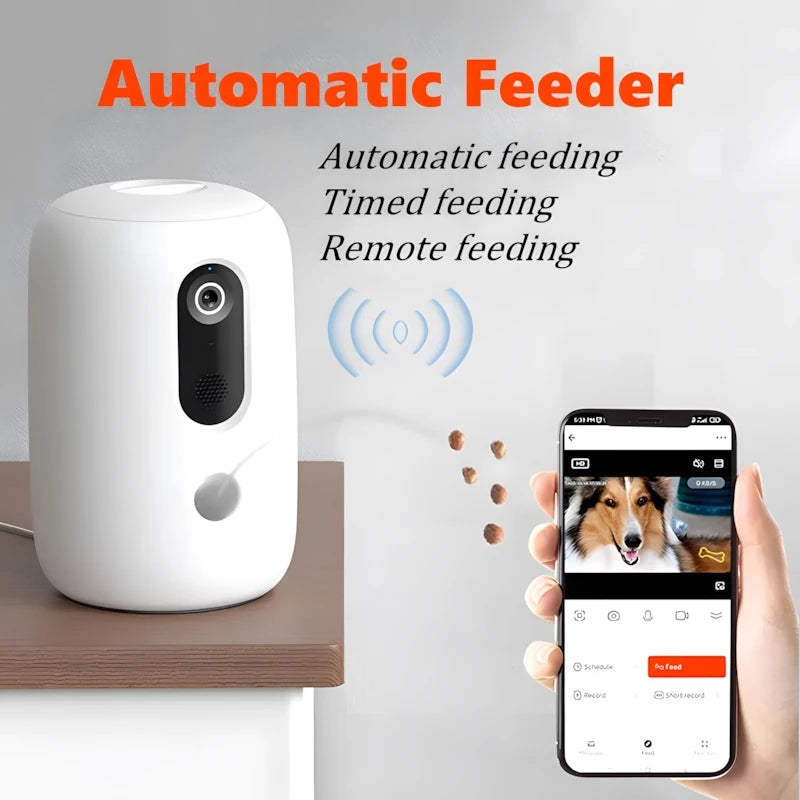 Automatic Feeder Smart Snack High-tech Dispenser & HD Camera WiFi Control Feeder 7L Capacity 1080p 2 Way Audio & Night Vision