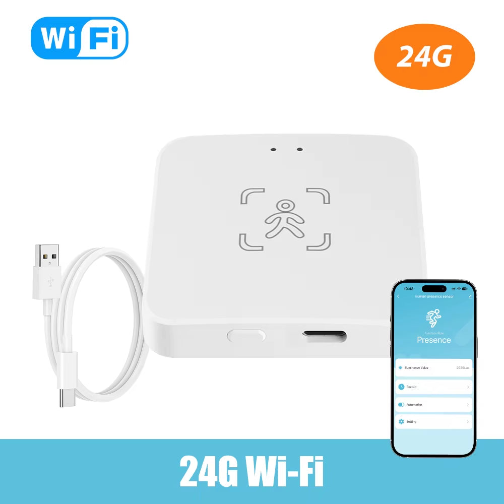 Zigbee Wifi Mmwave Human Presence Motion Sensor with Luminance/Distance Detection 5.8G 24G Radar Detector Support Home Assistant