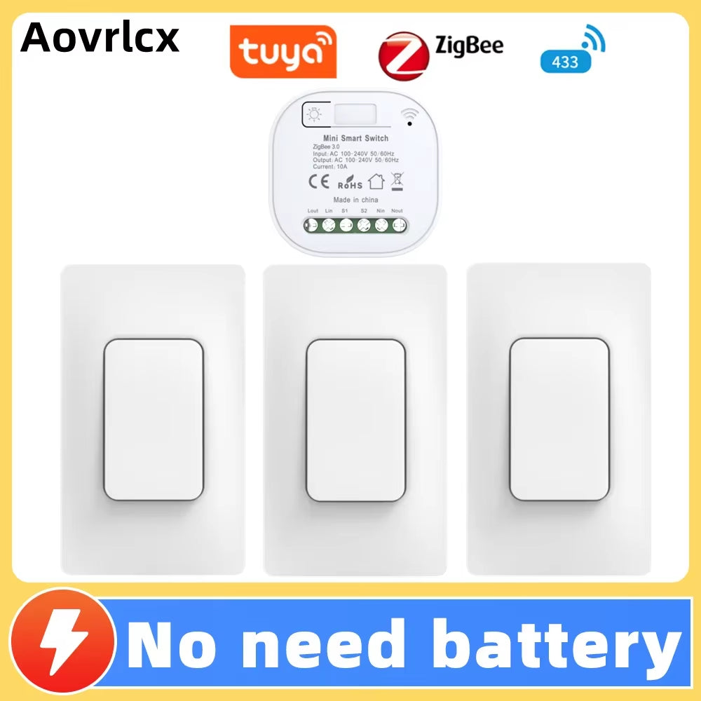 Tuya Zigbee Self Powered Diy Whole House Smart Switch No Battery Waterproof Wireless Remote Control Kinetic Switches Set