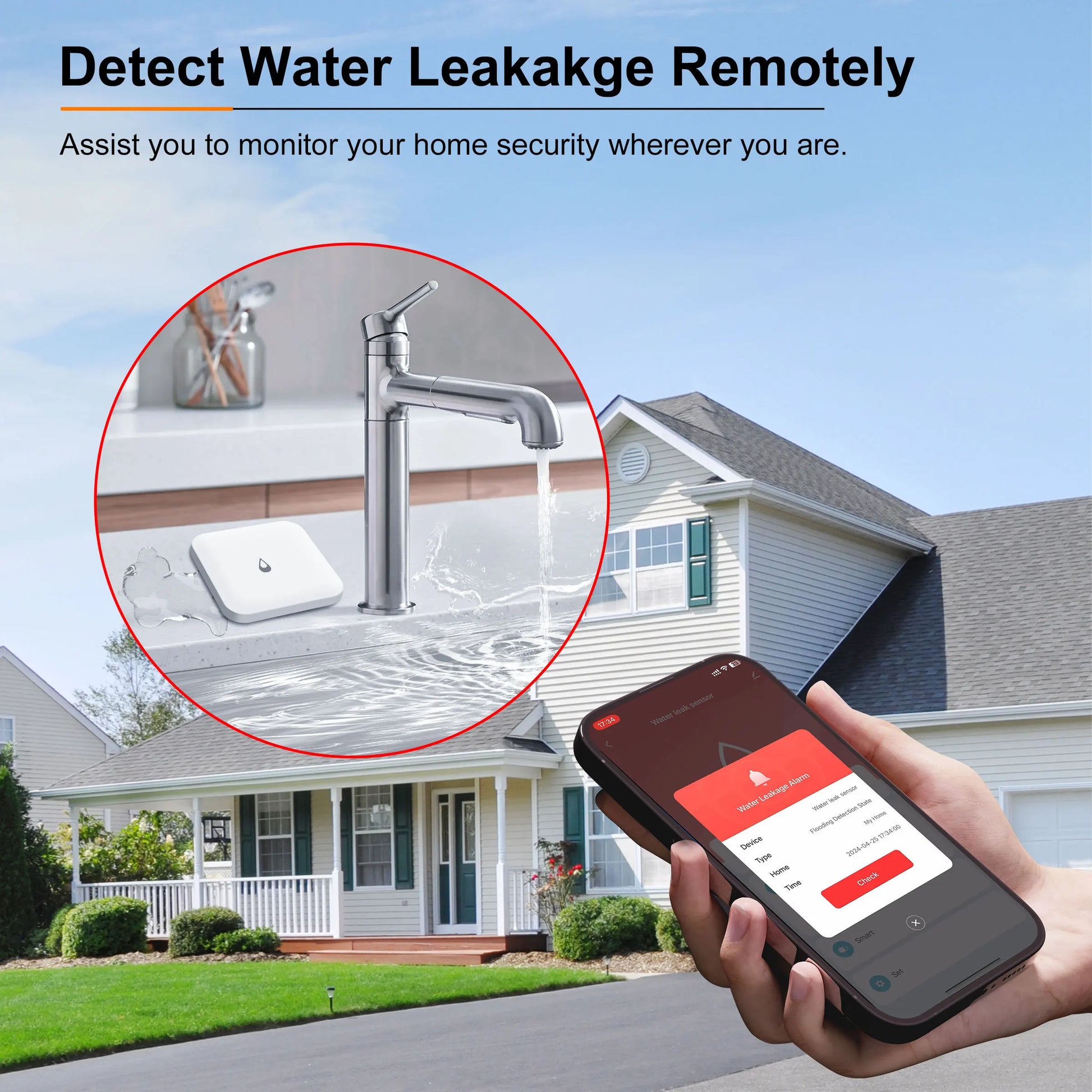 Smart Zigbee 3.0 Water Leak Detector Wireless Water Leakage Sensor for Home Overflow Monitoring Work with Home Assistant