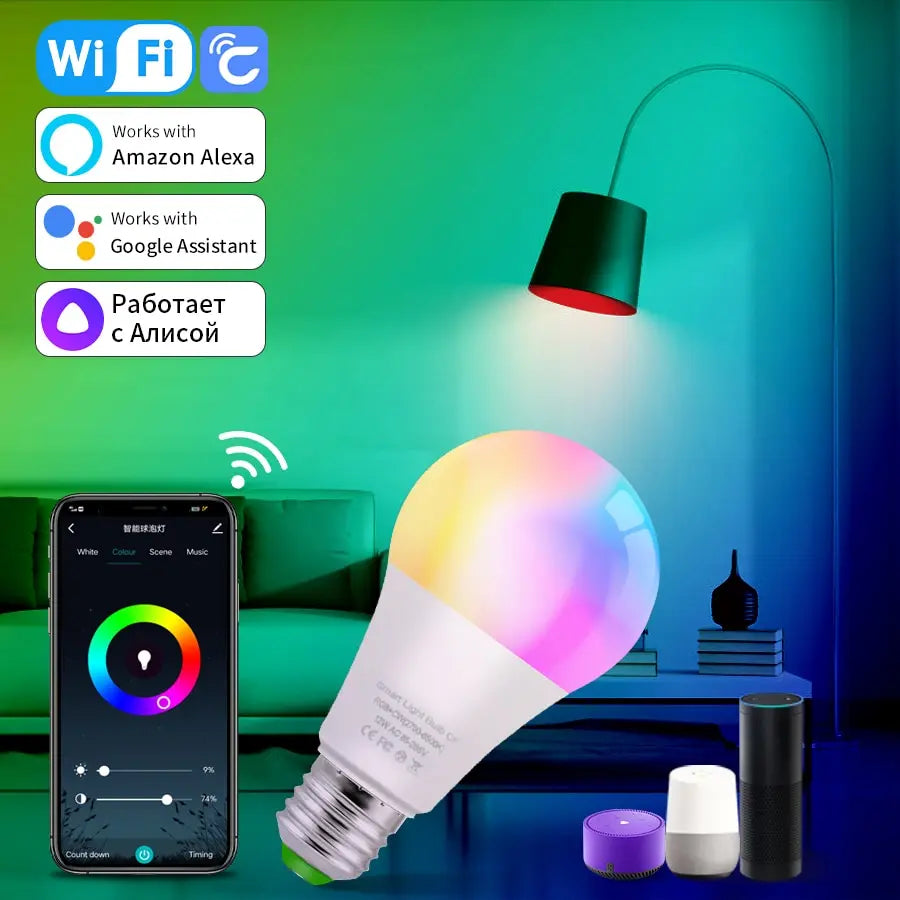 Cozylife Wifi Smart Bulb E27 Led Lights Bulbs RGB CW WW Smart Lamp Alexa Compatible with Google Home Alice Smart Home Decoration
