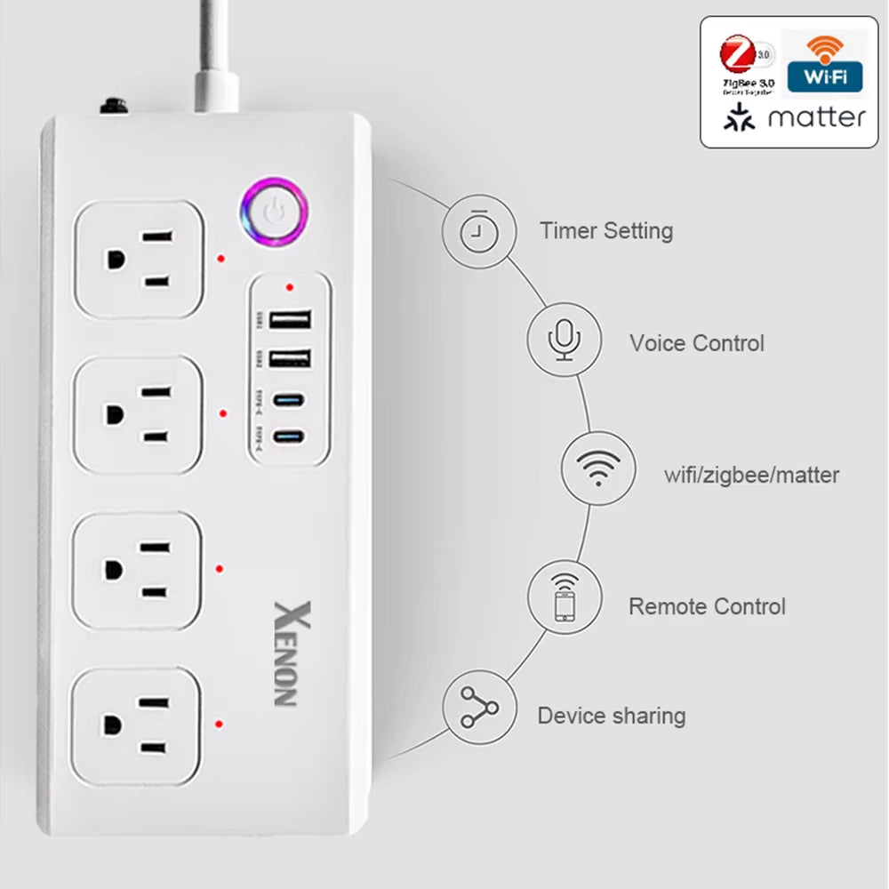 Zigbee Wifi Power Strip Tuya Smart Plug Smart Home Surge Protector Extension Cord Voice Control Work with Alexa Google Assistant