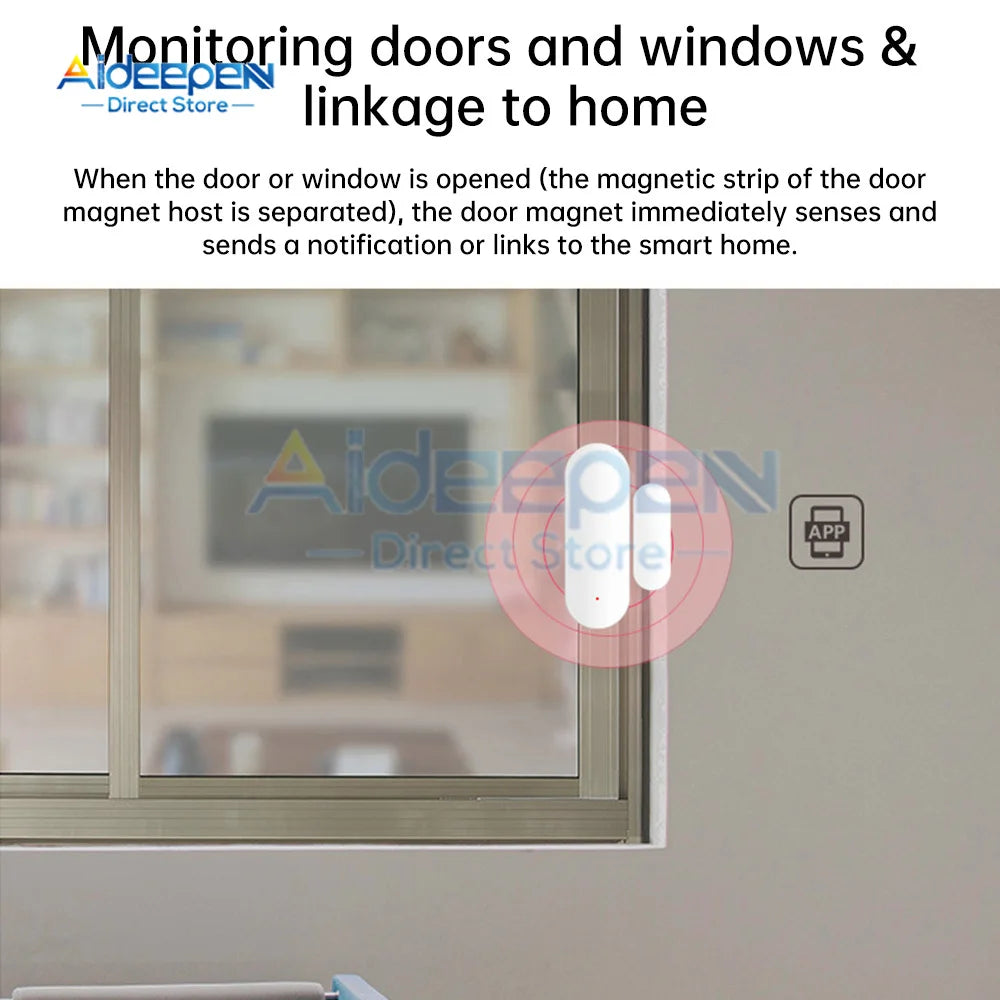 Tuya/Ewelink Smart Home Wifi Door Sensor Alarm Window Door Open/Closed Detectors Security Protection Smart Life Voice for Alexa