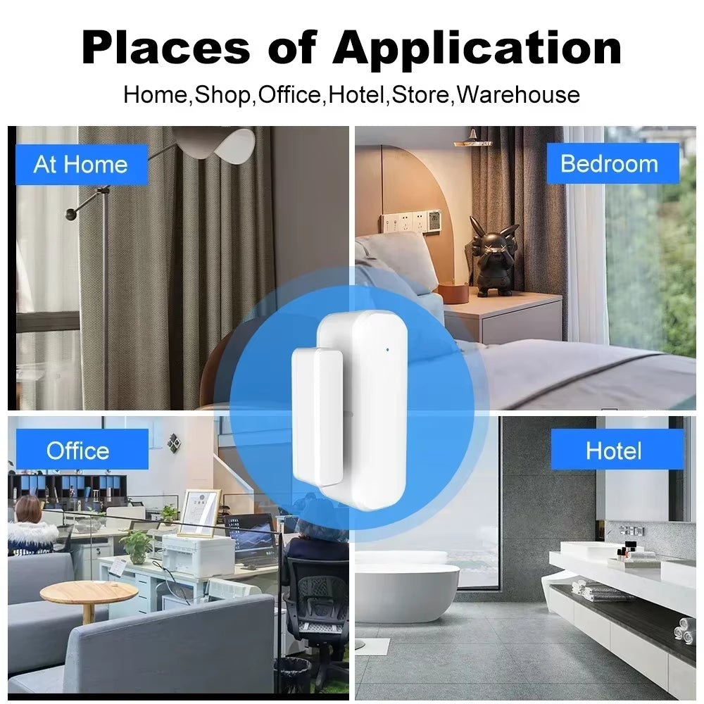 Tuya Smart Home Zigbee Door Sensor Alarm Window Door ON/OFF Detectors Security Protection Compatible with Alexa Google Assistant