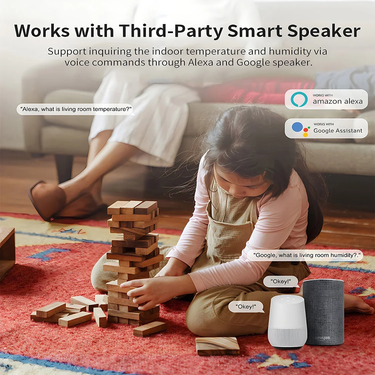 Tuya Smart Zigbee Temper & Humidity Sensor Smart Life App Home Automation Indoor Humiture Monitor Works with Alexa Google Home