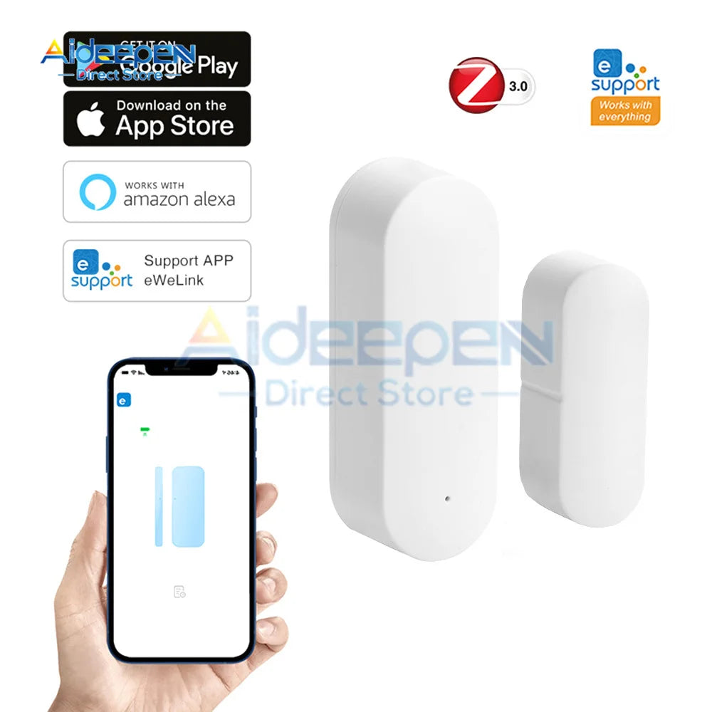 Tuya/Ewelink Smart Home Wifi Door Sensor Alarm Window Door Open/Closed Detectors Security Protection Smart Life Voice for Alexa