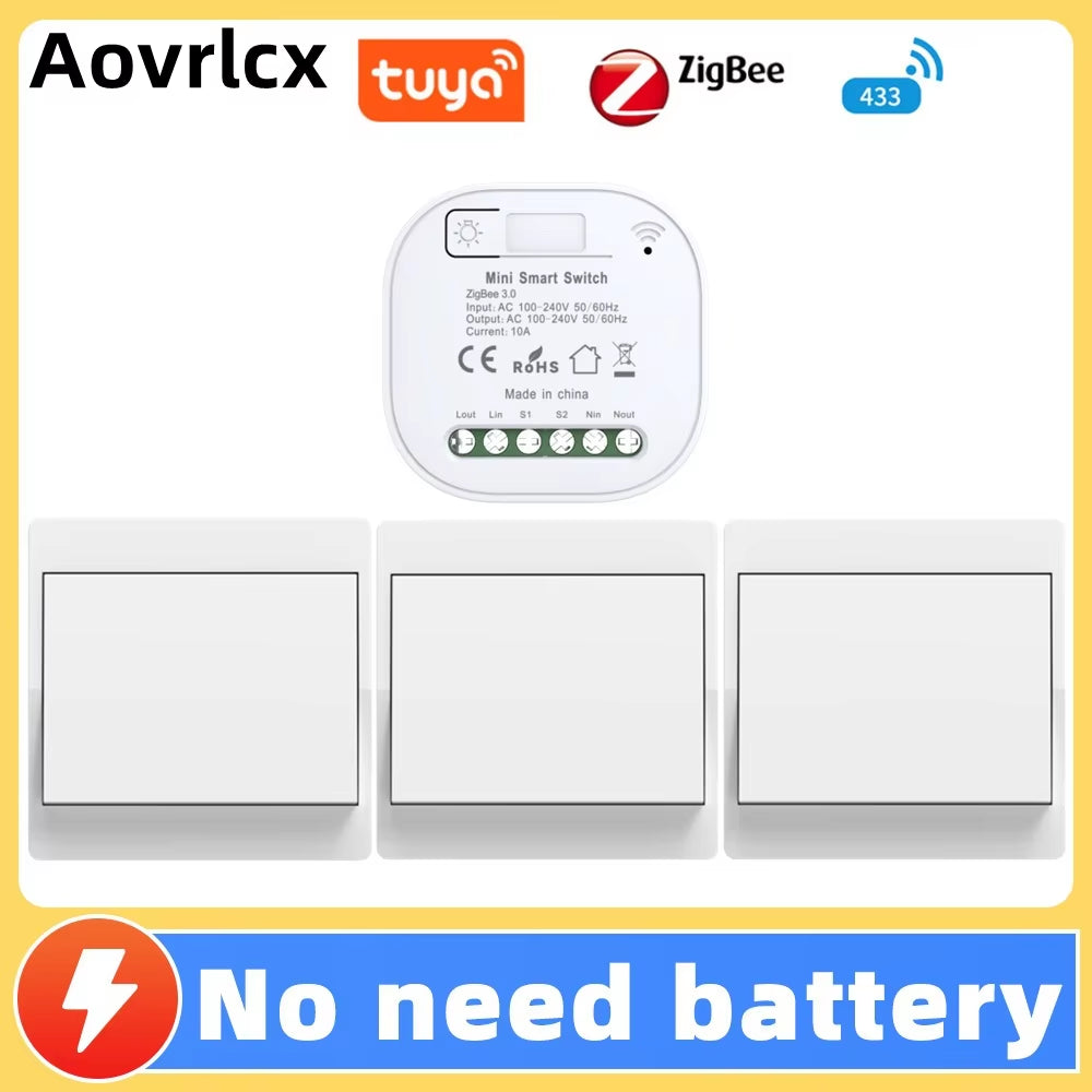 Tuya Zigbee Self Powered Diy Whole House Smart Switch No Battery Waterproof Wireless Remote Control Kinetic Switches Set