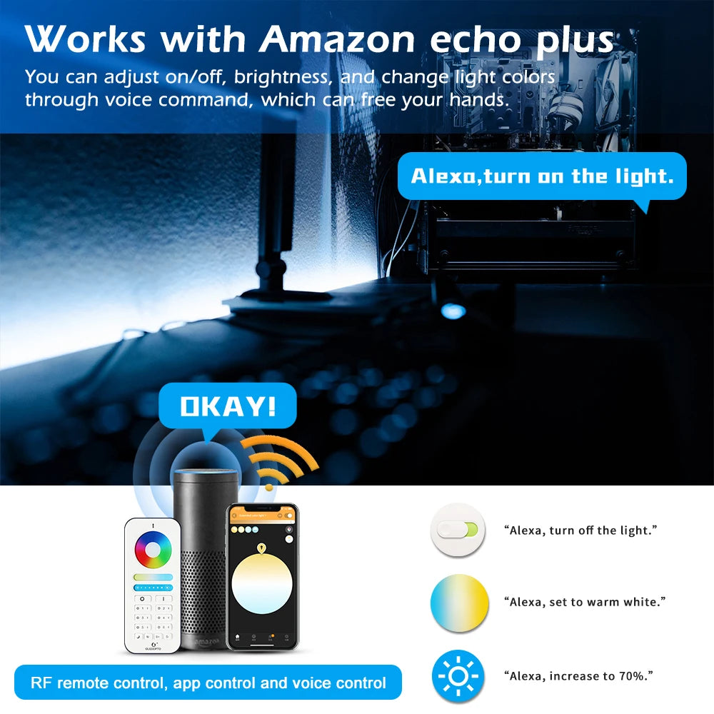 Zigbee 3.0 Smart Pro WW/CW Controller Warm Cold White Light Work with Smartthings APP Alexa Echo plus 2.4G RF Remote