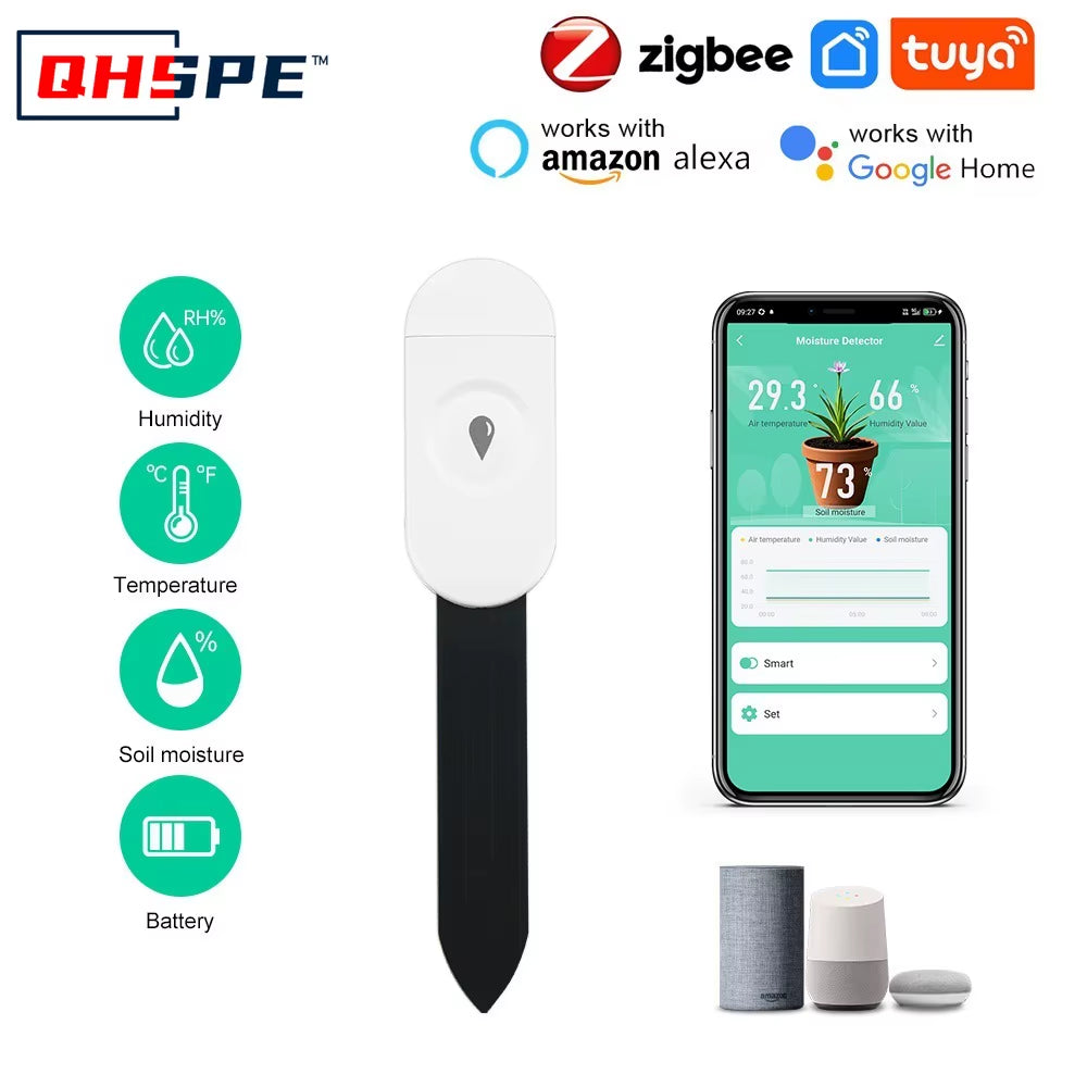Zigbee 3.0 Intelligent Soil Moisture Detector Soil Temperature and Humidity Sensor Voice Compatible with 2MQTT High Sensitivity