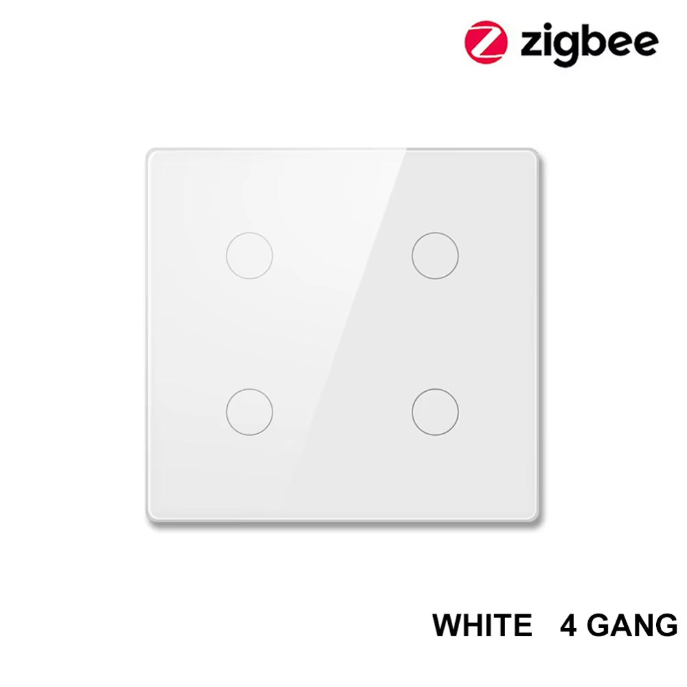 1 2 3 4 Gang Tuya Zigbee Smart Light 2-Way Control Touch Wall Switch With/No Neutral Wire Smart Life via Alexa Google Home Alice