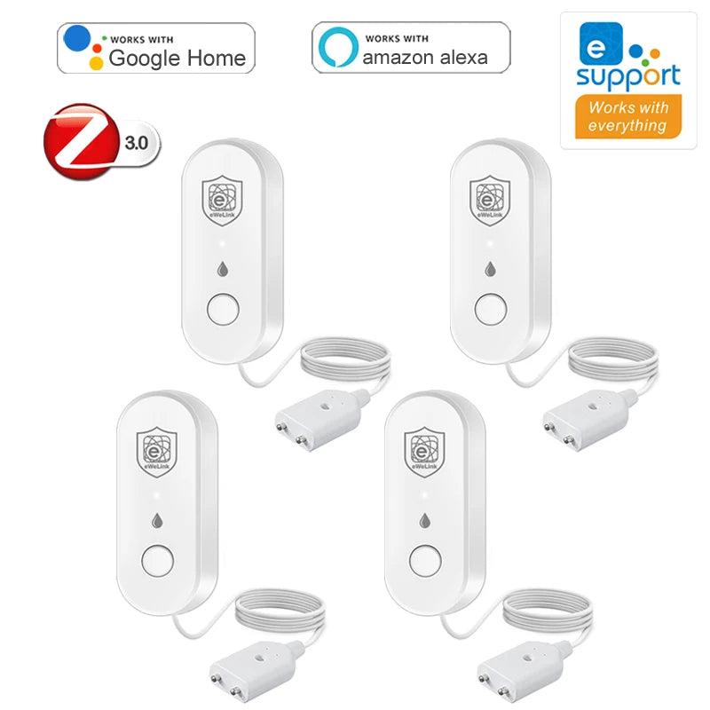 Ewelink Zigbee Water Leak Sensor Bathroom Overflow Leakage Detector Smart Home Alarm App Control Support Alexa Work with Gateway