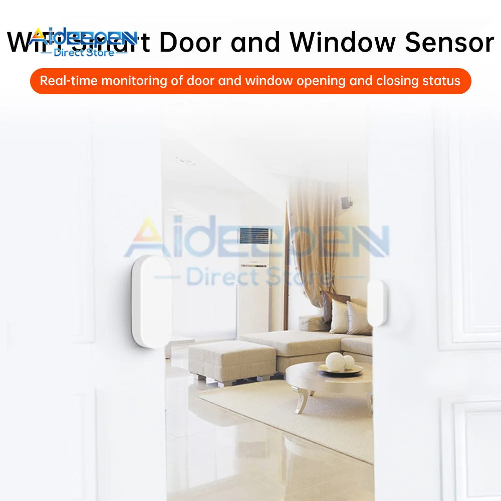 Tuya/Ewelink Smart Home Wifi Door Sensor Alarm Window Door Open/Closed Detectors Security Protection Smart Life Voice for Alexa