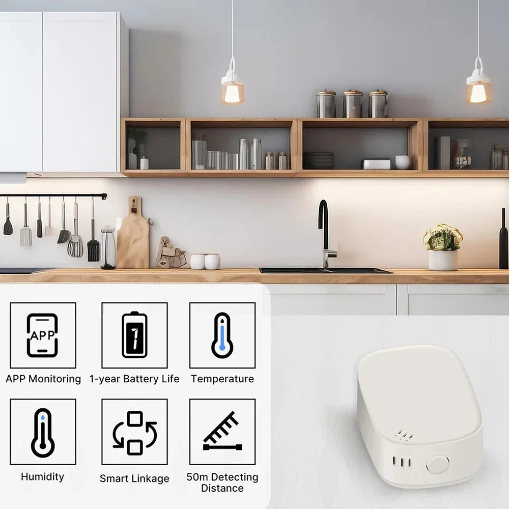 Tuya Zigbee Smart Temperature and Humidity Sensor Detector Battery Powered Zigbee Hub App Monitoring Work with Alexa Google Home