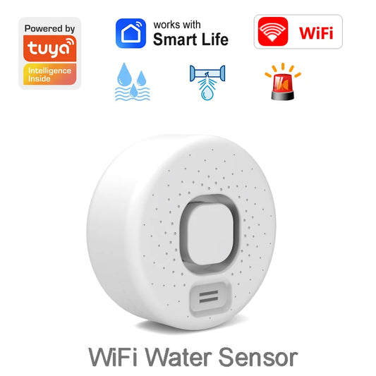 Smart Water Leak Detector Works with Tuya APP Wifi Zigbee Optional Flood Sensor Home Kitchen Security Alarm High-Decibel Sound