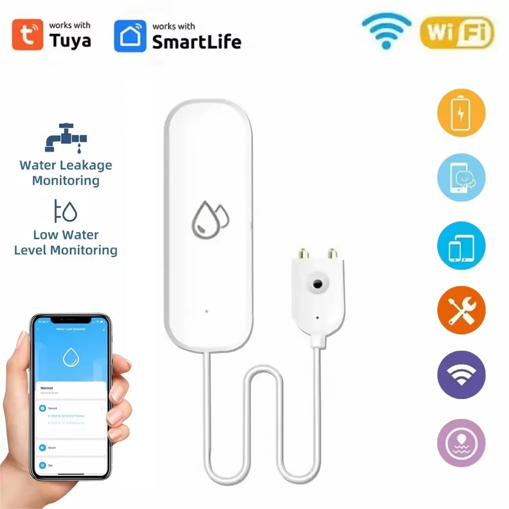 Tuya Smart Zigbee Water Leakage Sensor Alarm Water Detector Flood Leakage Sensor APP Remote Control Security Alarm System