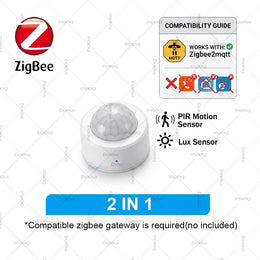 Zigbee 3.0 Smart PIR Motion Detector Optional Light Intensity Vibration Sensor Security Alarm System Support Home Assistant Z2M
