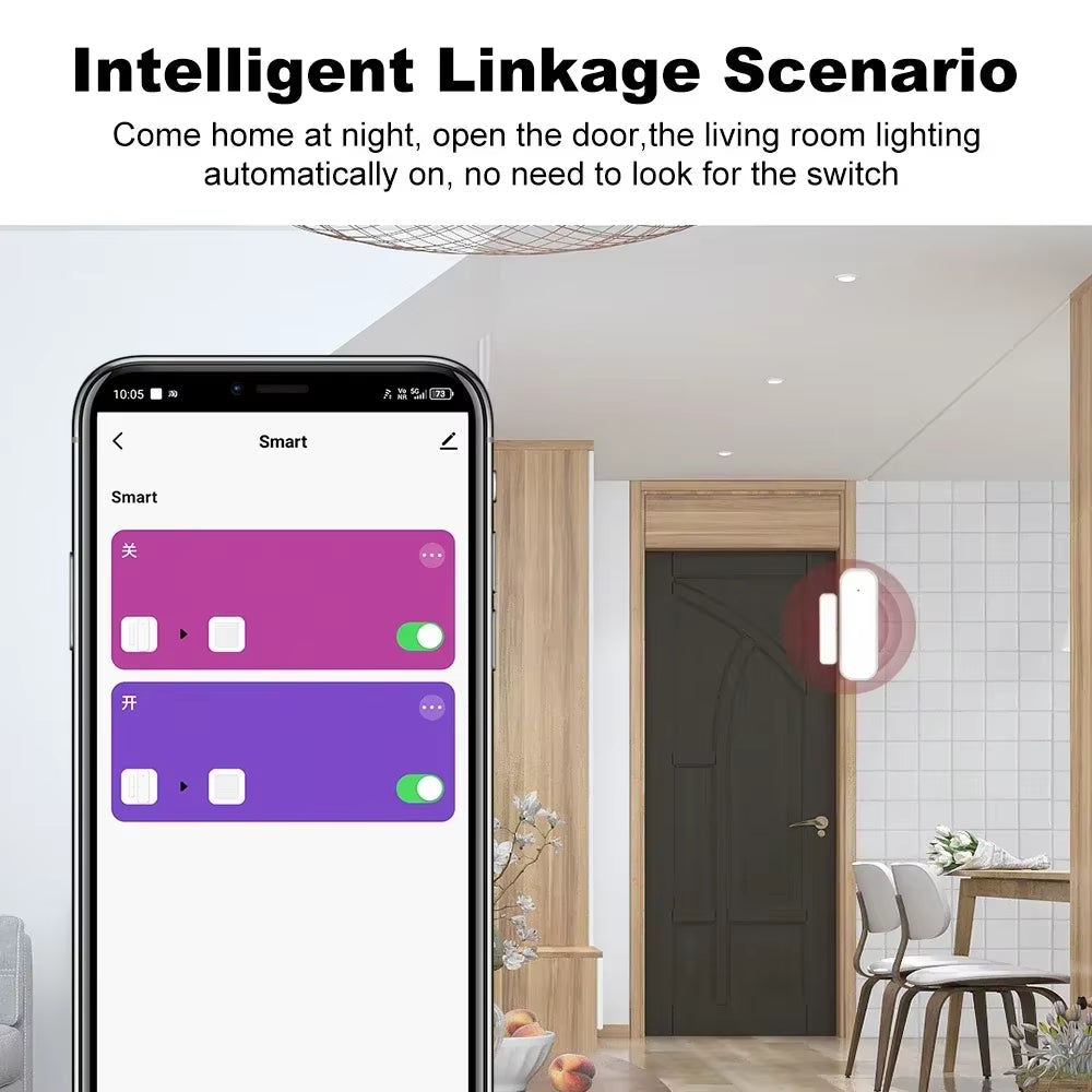 Tuya Smart Home Zigbee Door Sensor Alarm Window Door ON/OFF Detectors Security Protection Compatible with Alexa Google Assistant