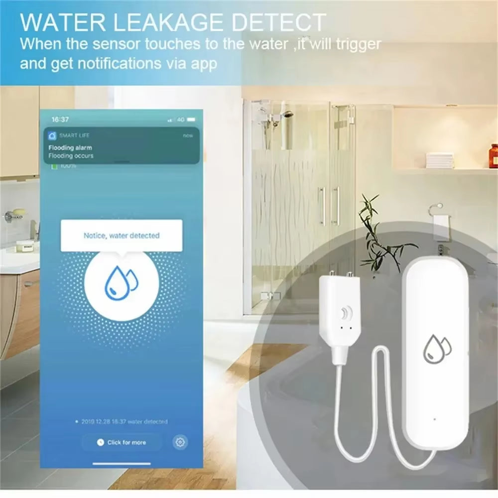 Tuya Smart Zigbee Water Leakage Sensor Alarm Water Detector Flood Leakage Sensor APP Remote Control Security Alarm System