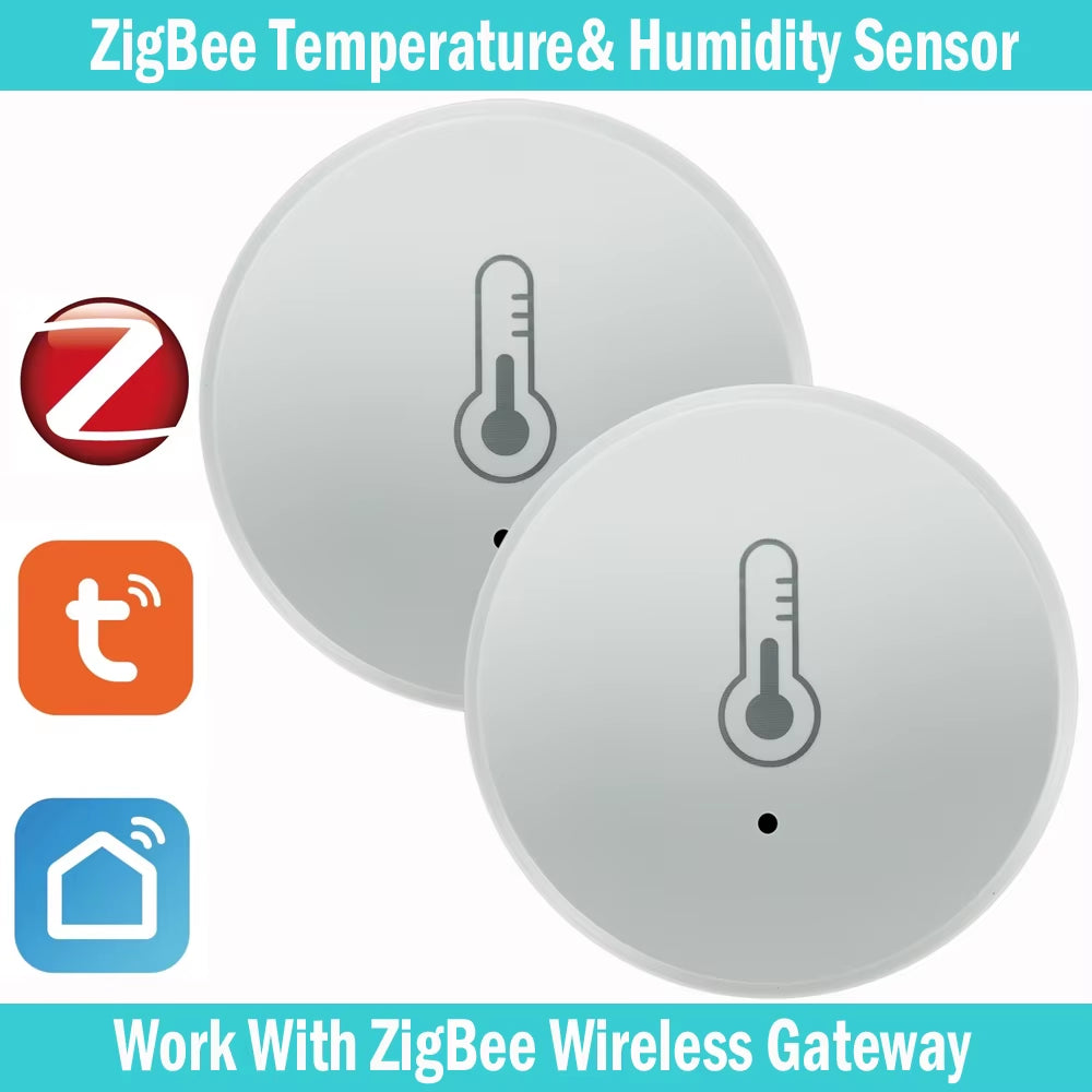 Tuya Zigbee Temperature and Humidity Sensor Voice Control Intelligent Home Hygrometer Real-Time Monitoring Voice without Battery