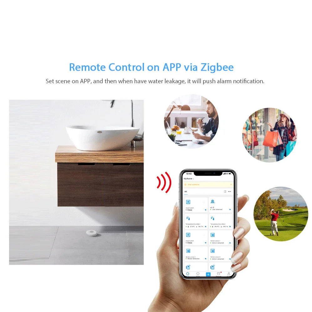 Tuya Zigbee Water Leakage Sensor Leak Alarm Detector Flood Alert Overflow Security Smart Life App Remote Control Monitor