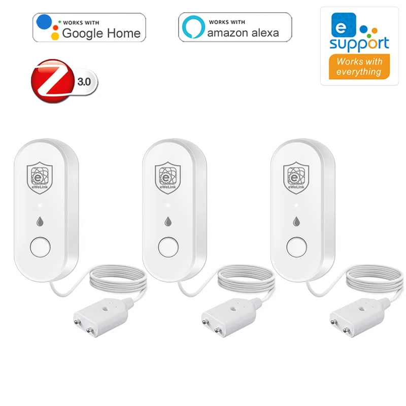 Ewelink Zigbee Water Leak Sensor Bathroom Overflow Leakage Detector Smart Home Alarm App Control Support Alexa Work with Gateway