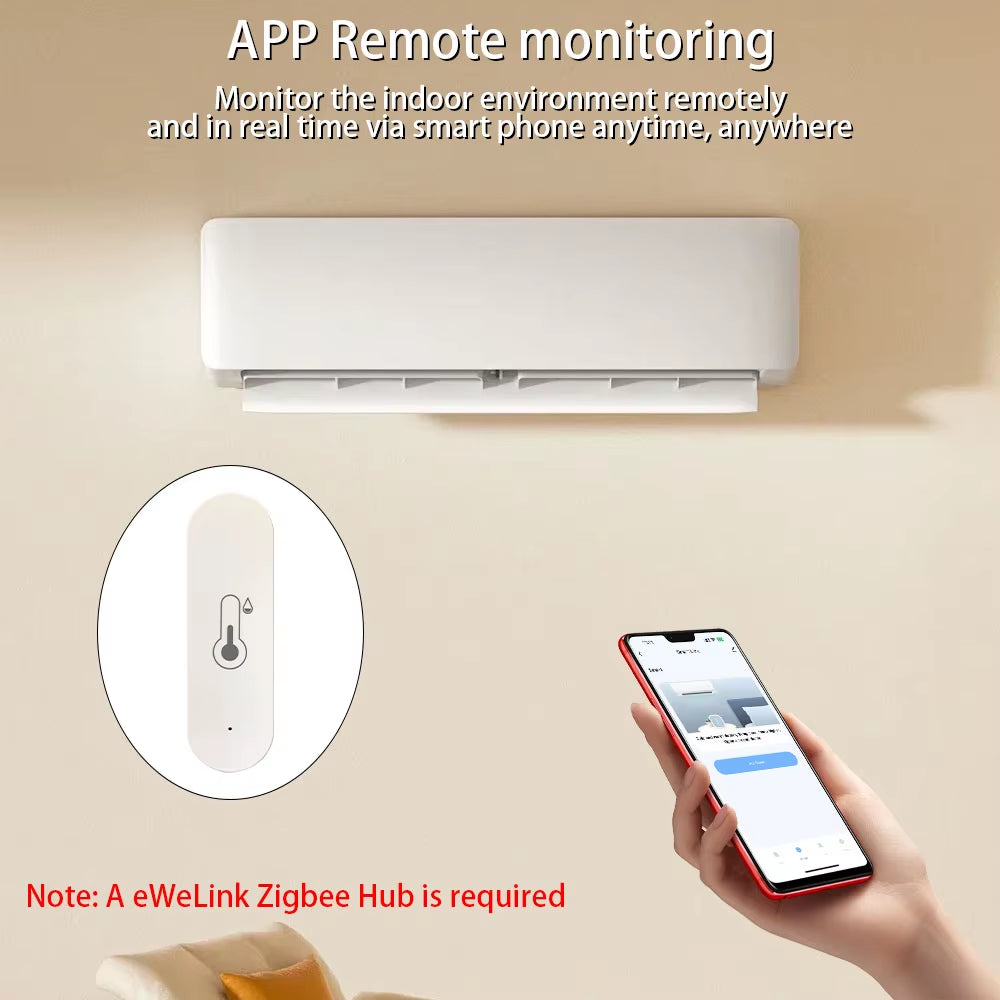 Ewelink Zigbee3.0 Temperature Humidity Sensor Smart Home Indoor Hygrometer APP Monitoring Work with Google Home Alexa